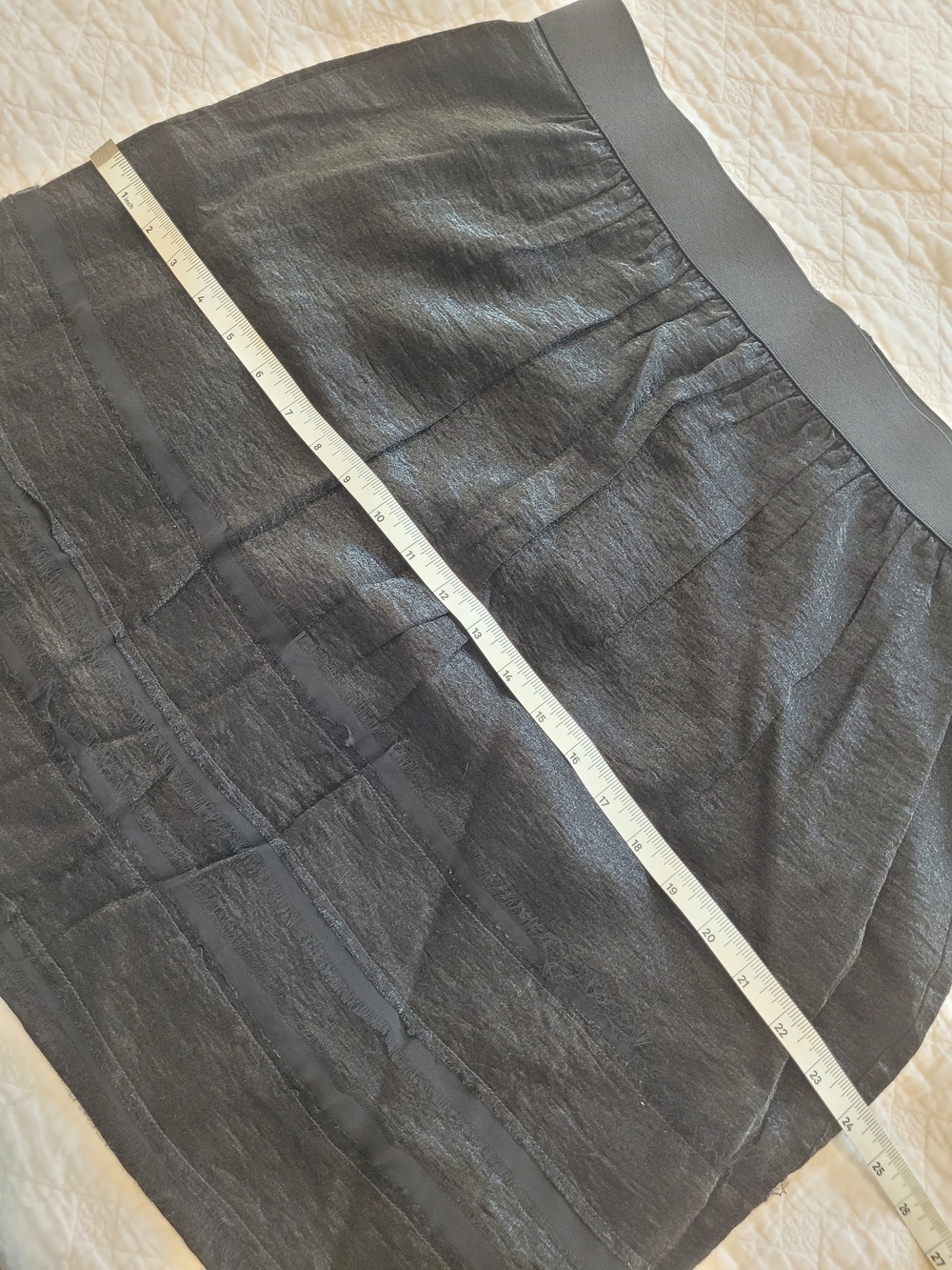 Classic Black Shiny Gauze Tiered Y2K Skirt XPL Ann Taylor Loft - Picture 5 of 12